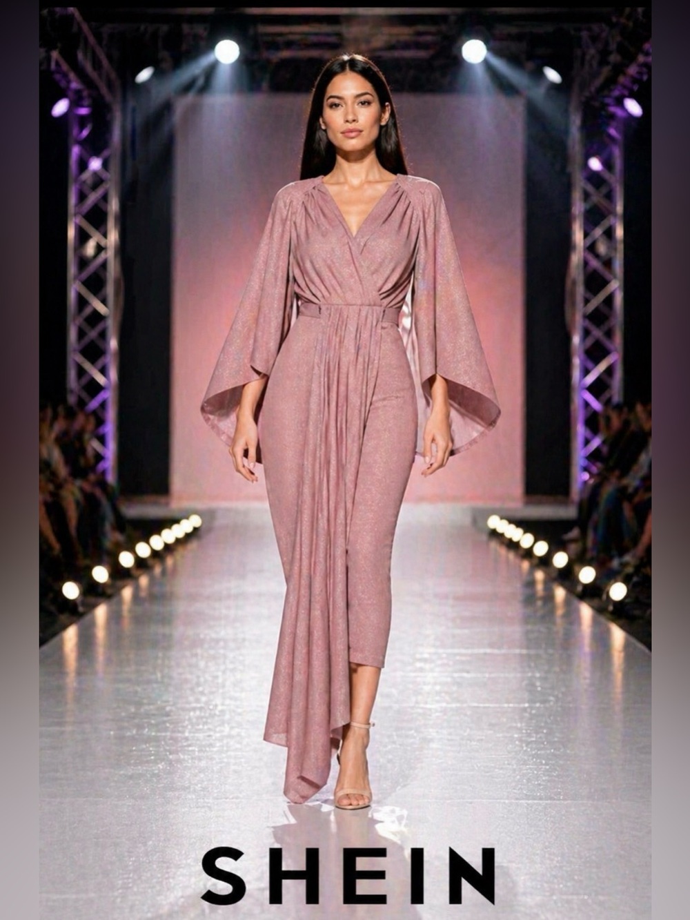 Glamorous Long Sleeve Dress in Mauve